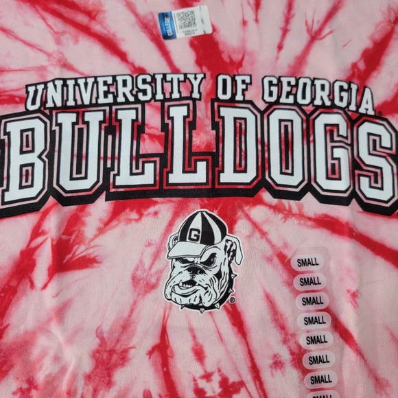 Georgia Bulldogs Women's Red Tie-Dye T Shirt Size Small Hanes Tag UGA Fan New - Picture 2 of 6